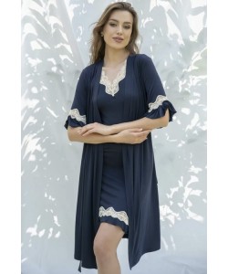 Жіночий халат з ніжної віскози Shato 2316/1 navy blue 