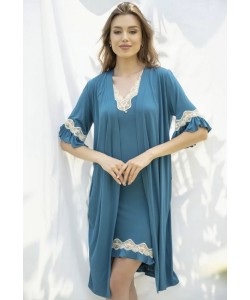 Жіночий халат з ніжної віскози Shato 2316/1 turquoise 
