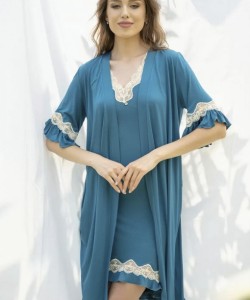 Жіночий халат з ніжної віскози Shato 2316/1 turquoise 