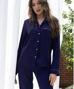 Жіночий домашній комплект з шовку Армані Shato 2303 navy blue 