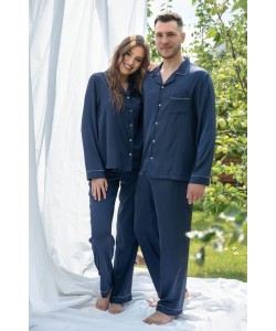 Чоловічий домашній комплект з шовку Армані Shato 2303/1 navy blue Чоловічий домашній комплект з шовку Армані Shato 2303/1 navy blue