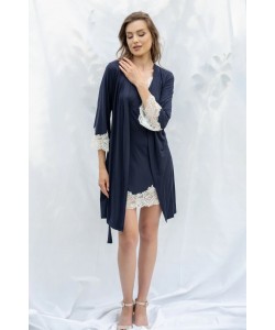 Жіночий халат з ніжної віскози Shato  2309/1 navy blue