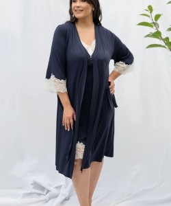 Жіночий халат з ніжної віскози Shato 2309/1 navy blue Жіночий халат з ніжної віскози Shato 2309/1 navy blue