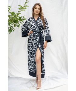 Шикарний жіночий халат з шовку Армані Shato 2305 navy blue