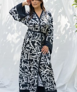 Шикарний жіночий халат з шовку Армані Shato 2305 navy blue Шикарний жіночий халат з шовку Армані Shato 2305 navy blue