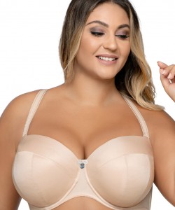 Бюстгальтер бардотка з блискучої бежевої тканини Ava 1787 Beige