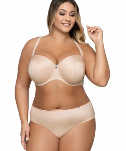 Бюстгальтер бардотка великих розмірів з блискучої бежевої тканини Ava 1787 Beige Big Бюстгальтер бардотка великих розмірів з блискучої бежевої тканини Ava 1787 Beige Big