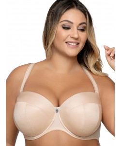 Бюстгальтер бардотка великих розмірів з блискучої бежевої тканини Ava 1787 Beige Big