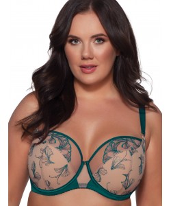Напівм'який бюстгальтер з ніжною квітковою вишивкою блискучою ниткою Ava 2087 Emerald Maxi