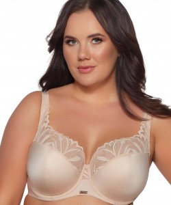 Напівм'який бежевий глибокий бюстгальтер закритого типу з мереживом Ava 2105 Beige