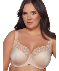 Напівм'який бежевий глибокий бюстгальтер закритого типу з мереживом Ava 2105 Beige Maxi