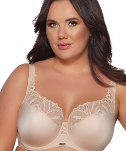 Напівм'який бежевий глибокий бюстгальтер закритого типу з мереживом Ava 2105 Beige Maxi