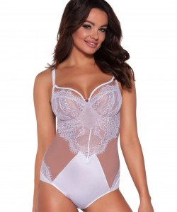 Напівпрозорий жіночий мереживний боді Ava 021 White shell