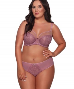 Жіночі трусики бразиліана бузкового кольору з ніжної мікросітки і квіткового мережива Ava 1396/B Lily