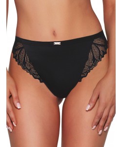 Жіночі трусики бразиліана з ніжної мікрофібри та елегантного мережива Ava 2105/B Black