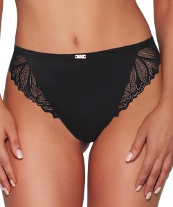 Жіночі трусики бразиліана з ніжної мікрофібри та елегантного мережива Ava 2105/B Black