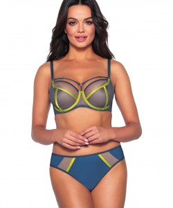 Жіночі трусики сліп із гладкої мікрофібри з контрастним оздобленням.Ava 1923/1 Denim