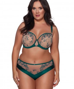 Жіночі трусики сліп із завищеною талією та блискучою вишивкою Ava 2087 Emerald
