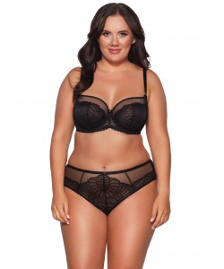 Жіночі високі трусики сліп з декором з ефектного вишитого мережива Ava 2109 Black