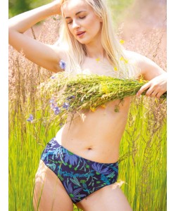 Комплект жіночих трусиків бікіні міді з якісної бавовни з принтом (2 шт синього та блакитного кольорів) Key LPC 538