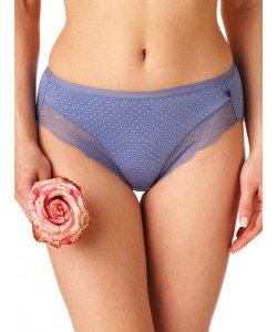 Комплект жіночих бавовняних трусиків бікіні з принтом та мереживом (2 шт синього та червоного кольорів) Key LPC 739 A23