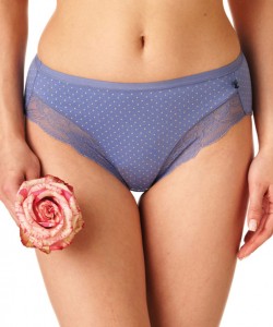 Комплект жіночих бавовняних трусиків бікіні з принтом та мереживом (2 шт синього та червоного кольорів) Key LPC 739 A23