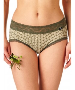 Комплект жіночих бавовняних трусиків бікіні з принтом і мереживним поясом (2 шт. різних кольорів) Key LPC 756 B22