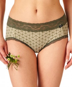 Комплект жіночих бавовняних трусиків бікіні з принтом і мереживним поясом (2 шт. різних кольорів) Key LPC 756 B22