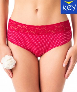 Комплект жіночих бавовняних трусиків бікіні з мереживним поясом (2 шт. різних кольорів) Key LPC 797 A24