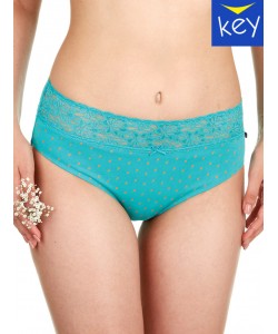 Жіночі бавовняні трусики бікіні в горошок з мереживним поясом (комплект 2 шт.) Key LPC 955 A22