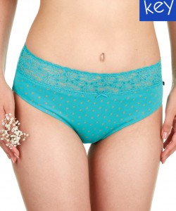 Жіночі бавовняні трусики бікіні в горошок з мереживним поясом (комплект 2 шт.) Key LPC 955 A22