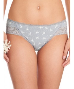 Жіночі бавовняні трусики бікіні з пласким поясом та мереживним декором (комплект 2 шт. різних кольорів) Key LPC 973 A22
