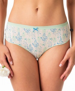 Комплект бавовняних жіночих трусиків бікіні з принтом та мереживним оздобленням (2 шт різних кольорів) Key LPC 986 A24