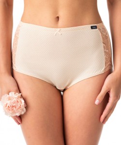 Набір жіночих трусиків бікіні з якісної бавовни з високою талією та мереживними вставками на боках (2 шт. з різними принтами) Key LPF 616 A24