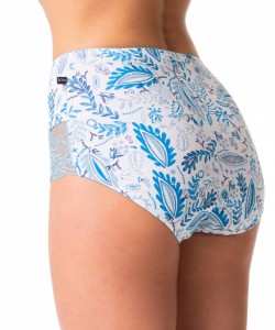 Набір жіночих високих трусиків бікіні з якісної бавовни з принтом та мереживним декором (2 шт) Key LPF 783 A24