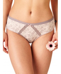 Комплект жіночих бавовняних трусиків бікіні з принтом та мереживним оздобленням (2 шт. різних кольорів) Key LPN 641 B22