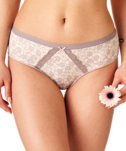 Комплект жіночих бавовняних трусиків бікіні з принтом та мереживним оздобленням (2 шт. різних кольорів) Key LPN 641 B22