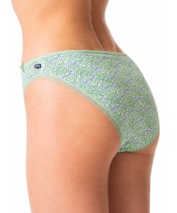 Комплект жіночих трусиків міні бікіні з якісної бавовни з принтом та мереживним оздобленням (2 шт червоного та зеленого кольорів) Key LPR 548