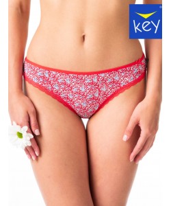 Комплект жіночих трусиків міні бікіні з якісної бавовни з принтом та мереживним оздобленням (2 шт червоного та зеленого кольорів) Key LPR 548