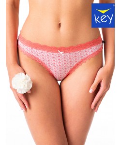 Комплект жіночих трусиків міні бікіні з якісної бавовни з візерунком та мереживом на краях (2 шт червоного та синього кольорів) Key LPR 569