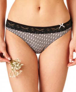 Комплект жіночих бавовняних трусиків міні бікіні з принтом і мереживним поясом (2 шт. різних кольорів) Key LPR 646 B22