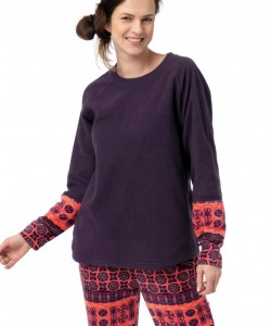 Жіноча піжама / домашній комплект з м'якого мікрофлісу: однотонна кофта та штани з геометричним візерунком та кишенями Key LHS 336 B23