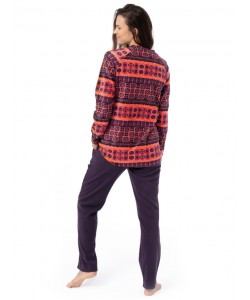 Жіноча піжама / домашній комплект з м'якого мікрофлісу: кофта з геометричним візерунком та однотонні штани з кишенями Key LHS 376 B23