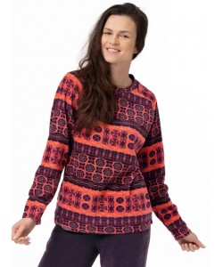 Жіноча піжама / домашній комплект з м'якого мікрофлісу: кофта з геометричним візерунком та однотонні штани з кишенями Key LHS 376 B23