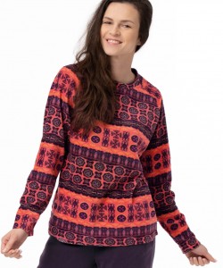 Жіноча піжама / домашній комплект з м'якого мікрофлісу: кофта з геометричним візерунком та однотонні штани з кишенями Key LHS 376 B23