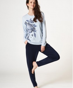 Жіноча тепла піжама / домашній комплект з довгими рукавами та квітковим принтом Key LHS 976 B22 Жіноча тепла піжама / домашній комплект з довгими рукавами та квітковим принтом Key LHS 976 B22