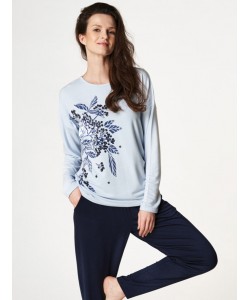 Жіноча тепла піжама / домашній комплект з довгими рукавами та квітковим принтом Key LHS 976 B22 Жіноча тепла піжама / домашній комплект з довгими рукавами та квітковим принтом Key LHS 976 B22