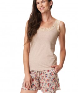 Жіноча бавовняна піжама / домашній комплект із м’якої бавовни: майка та короткі шорти Key LNS 092 A23