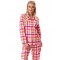 Жіноча класична піжама / домашній комплект із теплої фланелі в червону клітку: штани з кишенями та кофта з коміром та застібкою на ґудзиках Key LNS 437 B23