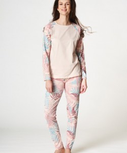 Жіноча бавовняна піжама / домашній комплект з довгими рукавами та оригінальним візерунком Key LNS 975 B22